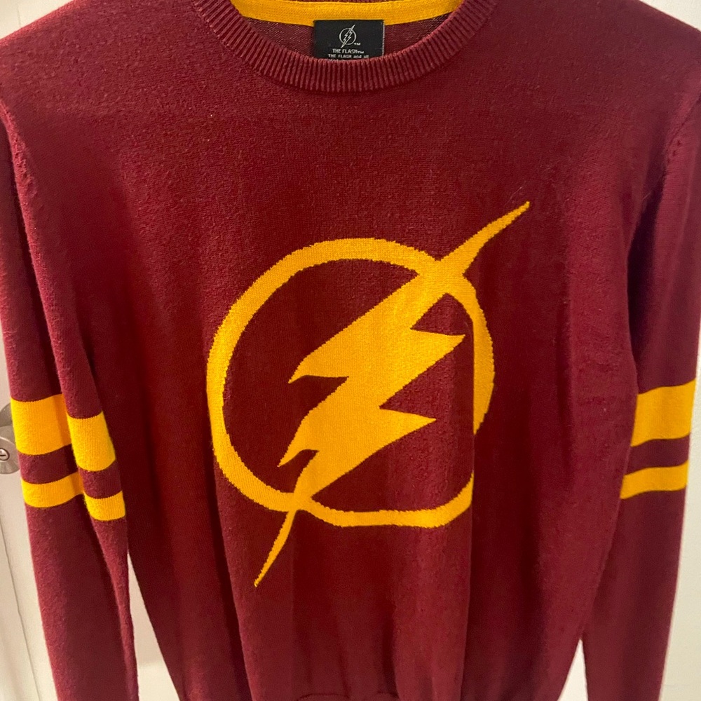 DC Comics The Flash Barry Allen Lightning Bolt Sweater Size Small